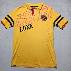 Coogi Luxe Sport Mens 3X Yellow‎ Red Short Sleeve Graphic Logo Polo Shirt Rugby